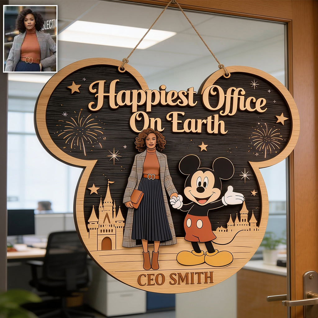 Happiest place On The Planet - Personalized Mouse Custom Shaped Wood Sign