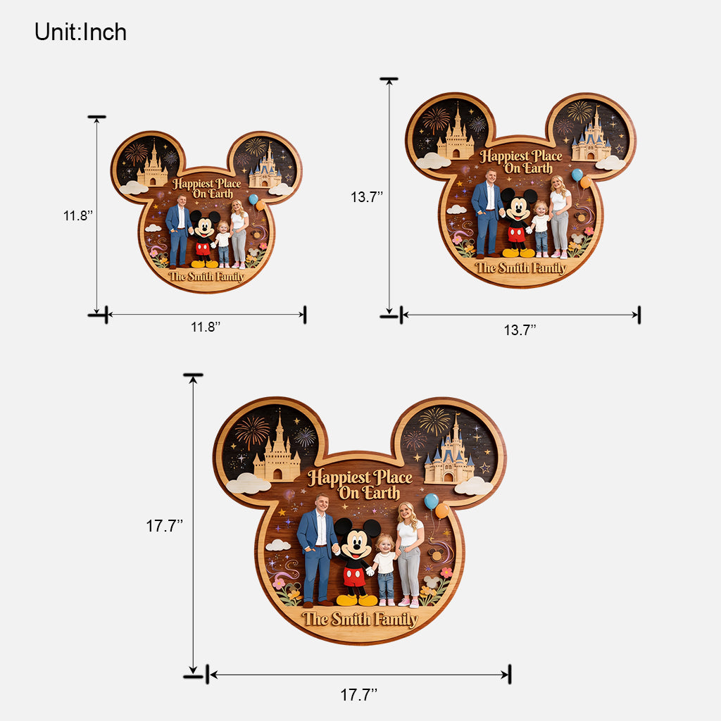 Happiest place On The Planet - Personalized Mouse Custom Shaped Wood Sign