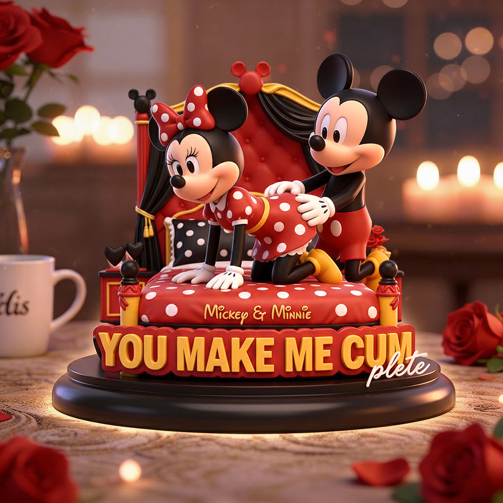 Magical Cartoon Mouse Couple, You Make Me Cumplete - Personalized Mouse Custom Shaped Acrylic Plaque