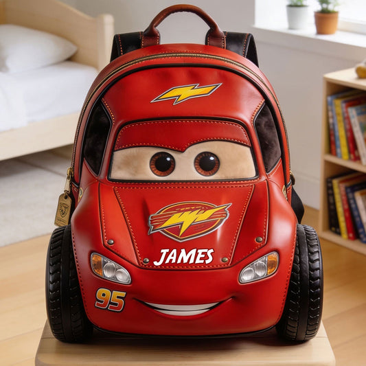 Kid Car - Personalized Racing Lover Changeable Leather Patch Backpack