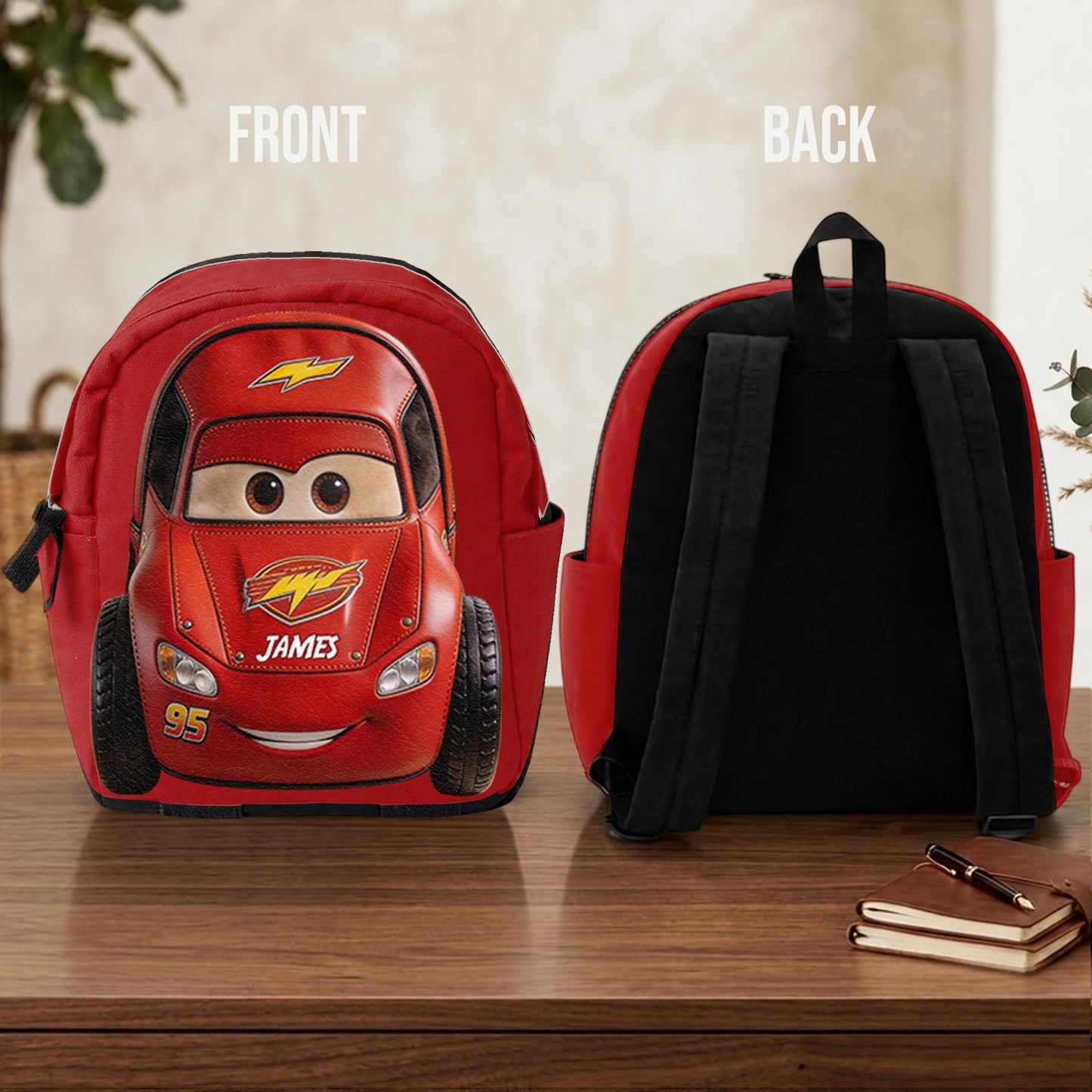 Kid Car - Personalized Racing Lover Changeable Leather Patch Backpack