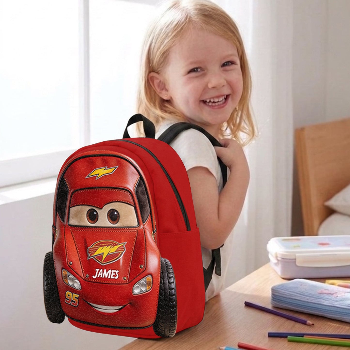 Kid Car - Personalized Racing Lover Changeable Leather Patch Backpack
