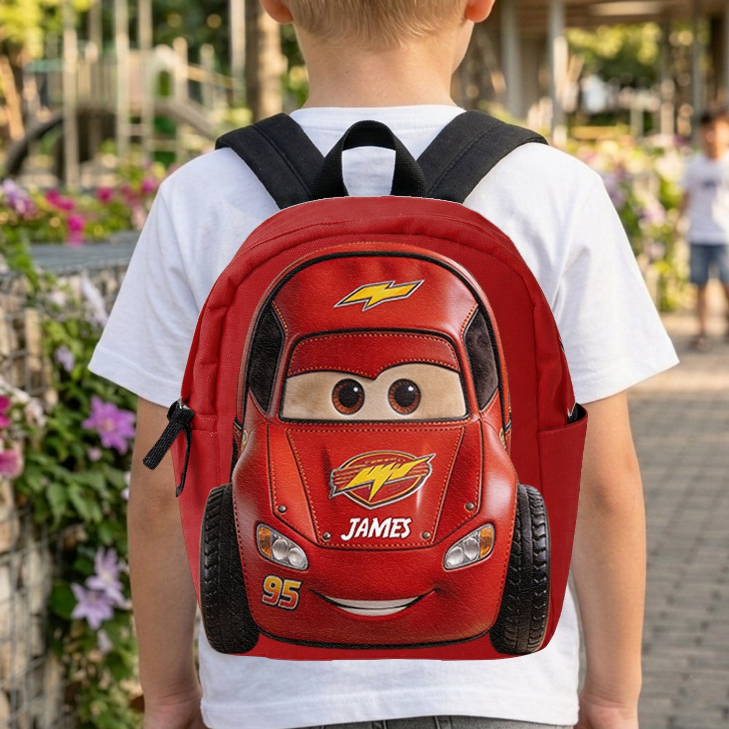 Kid Car - Personalized Racing Lover Changeable Leather Patch Backpack