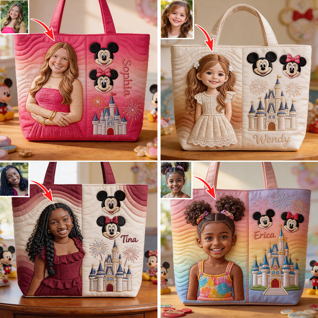 Custom Any Photo Magical Mouse Ears - Personalized Dream Trip Quilted Tote Bag