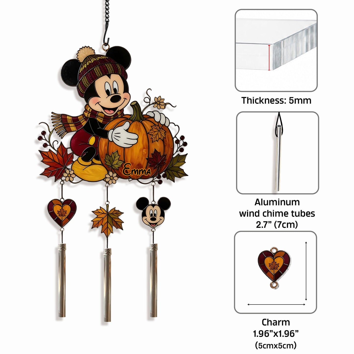 Magical Season - Personalized Mouse Wind Chime With Charm