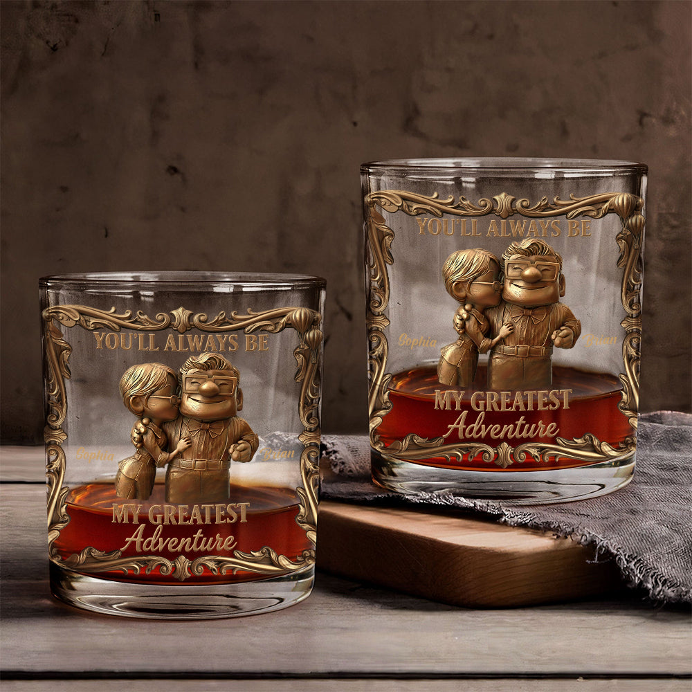 You'll Always Be My Greatest Adventure - Personalized Up Movie Couple Whiskey Glass