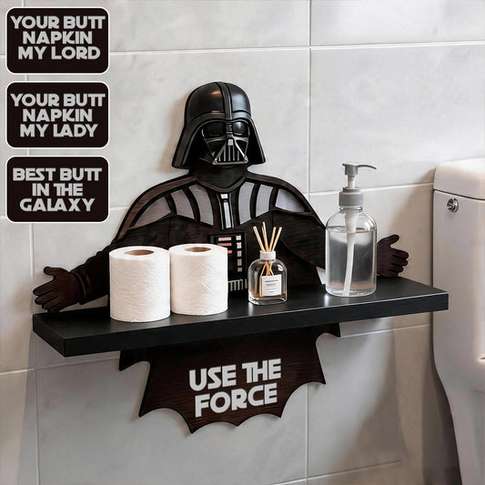 Use The Force - Personalized The Force Wooden Floating Shelf