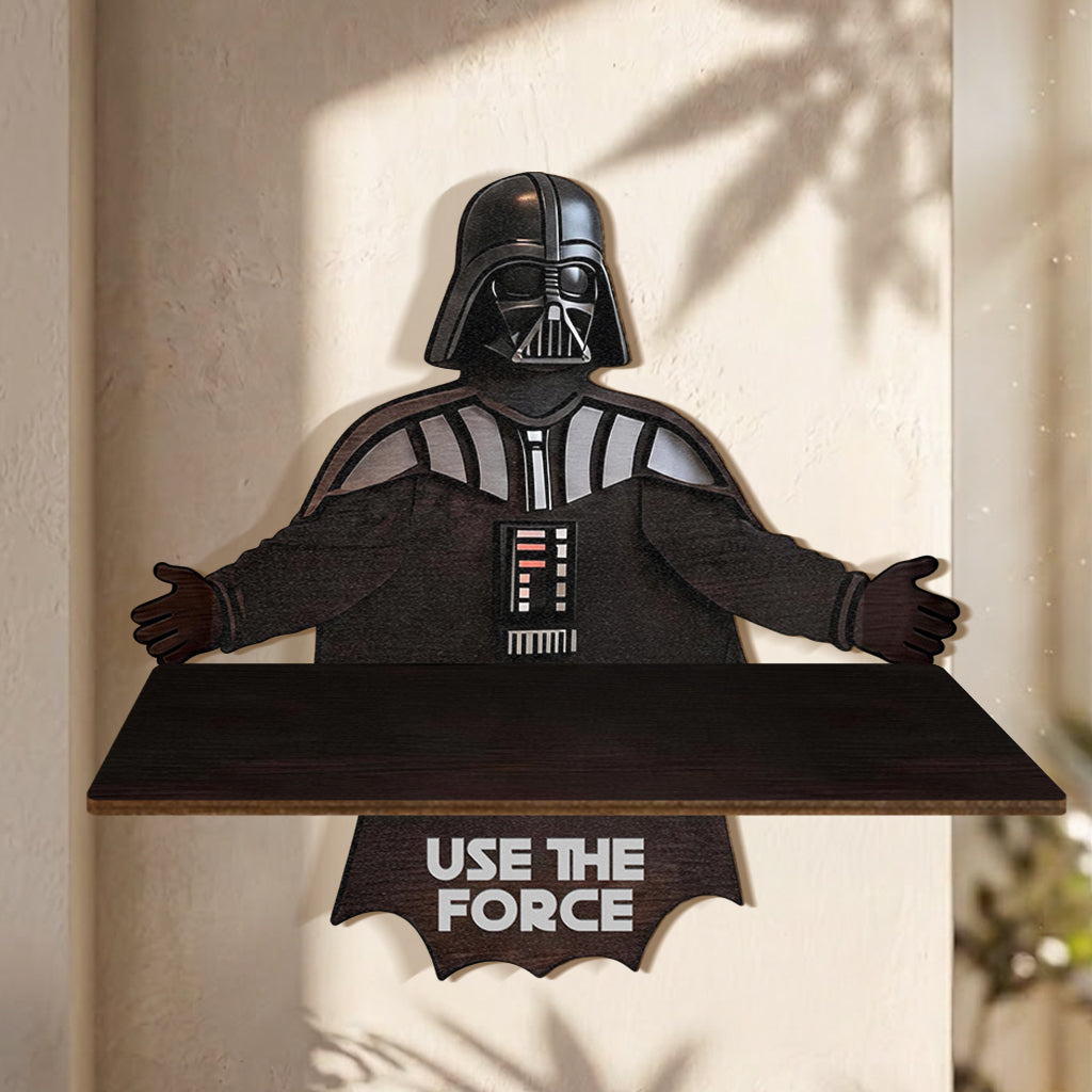 Use The Force - Personalized The Force Wooden Floating Shelf