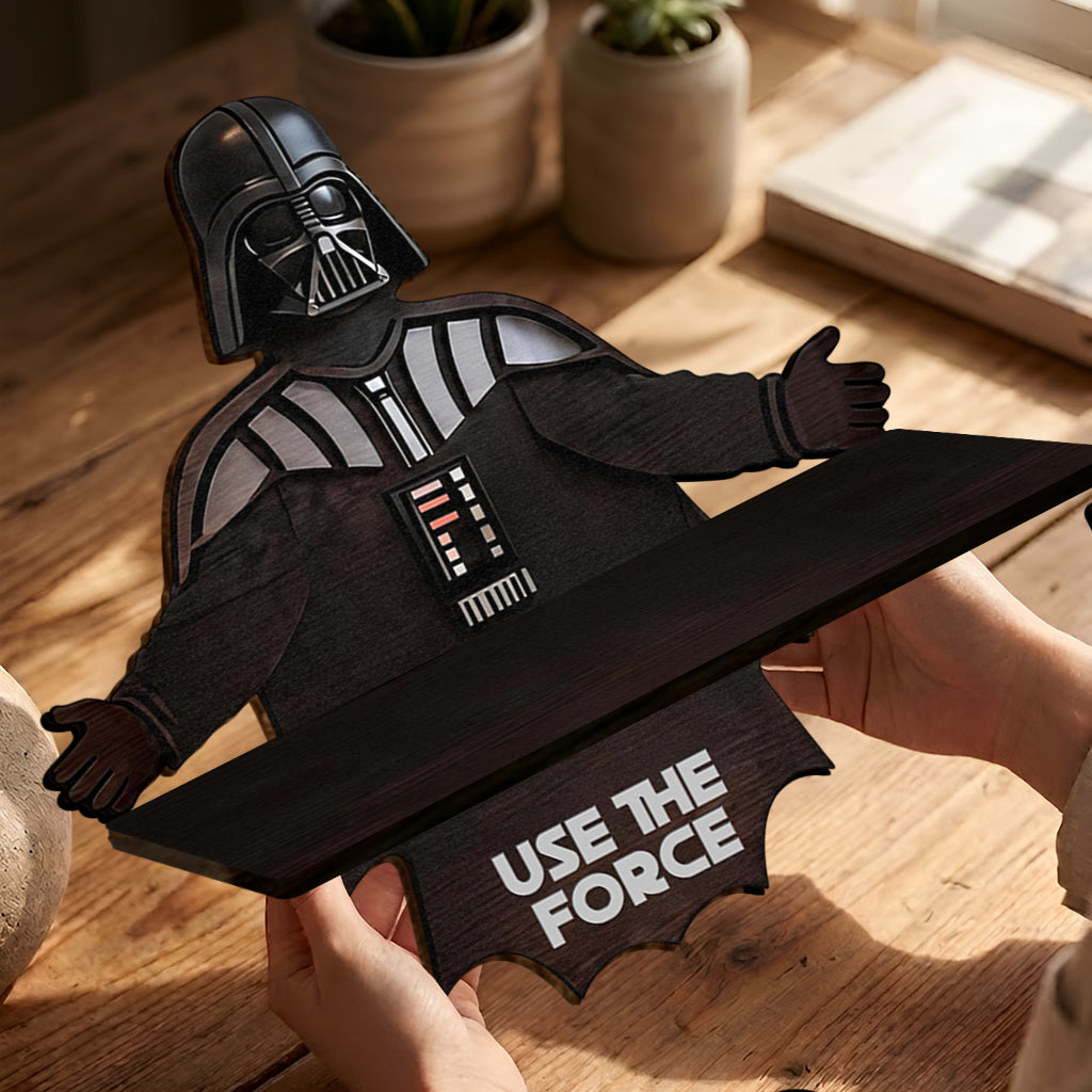 Use The Force - Personalized The Force Wooden Floating Shelf