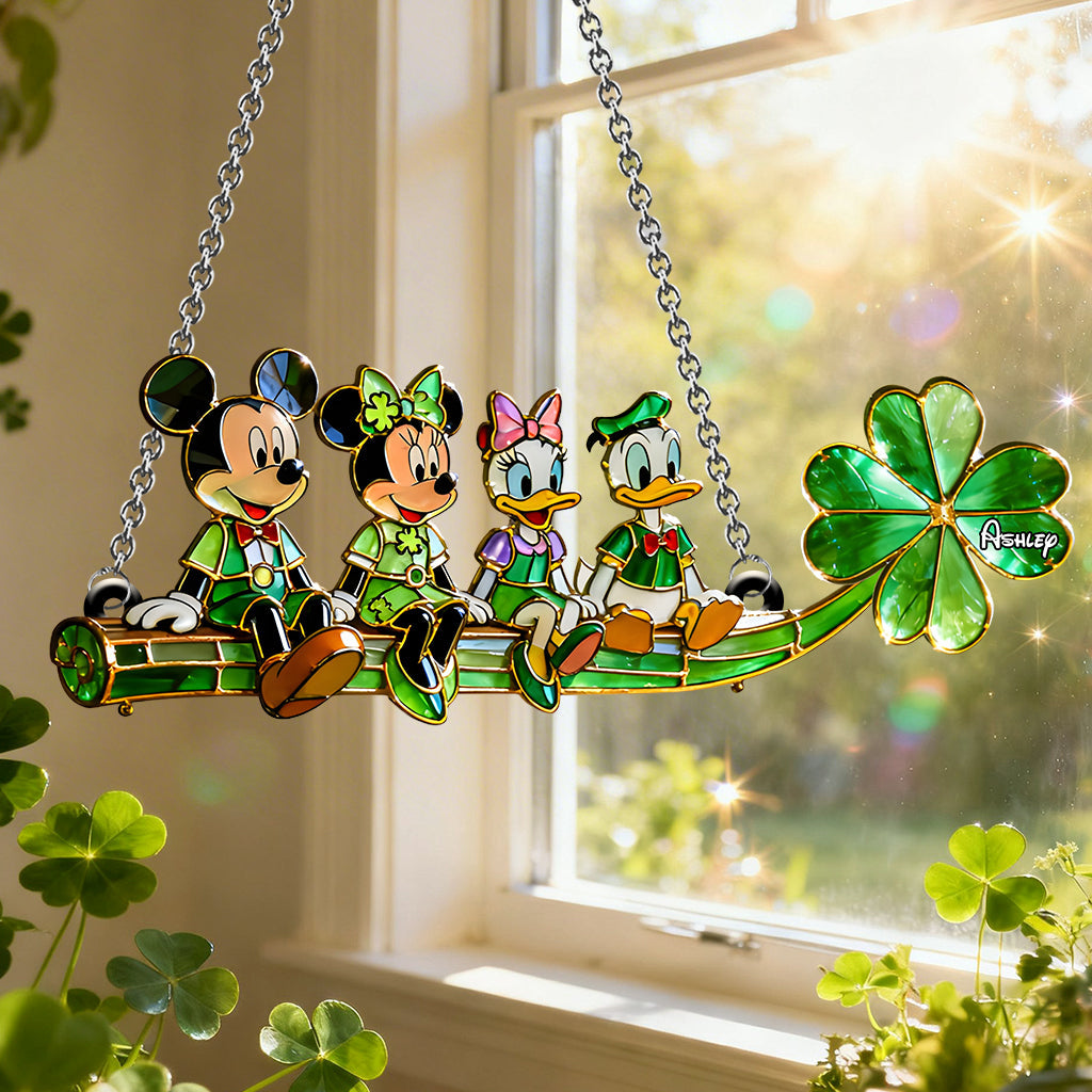 Lucky Friends - Personalized Mouse Window Hanging Suncatcher Ornament