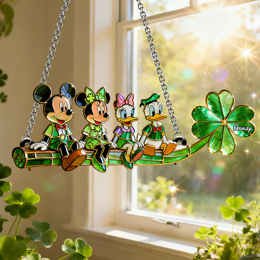 Lucky Friends - Personalized Mouse Window Hanging Suncatcher Ornament
