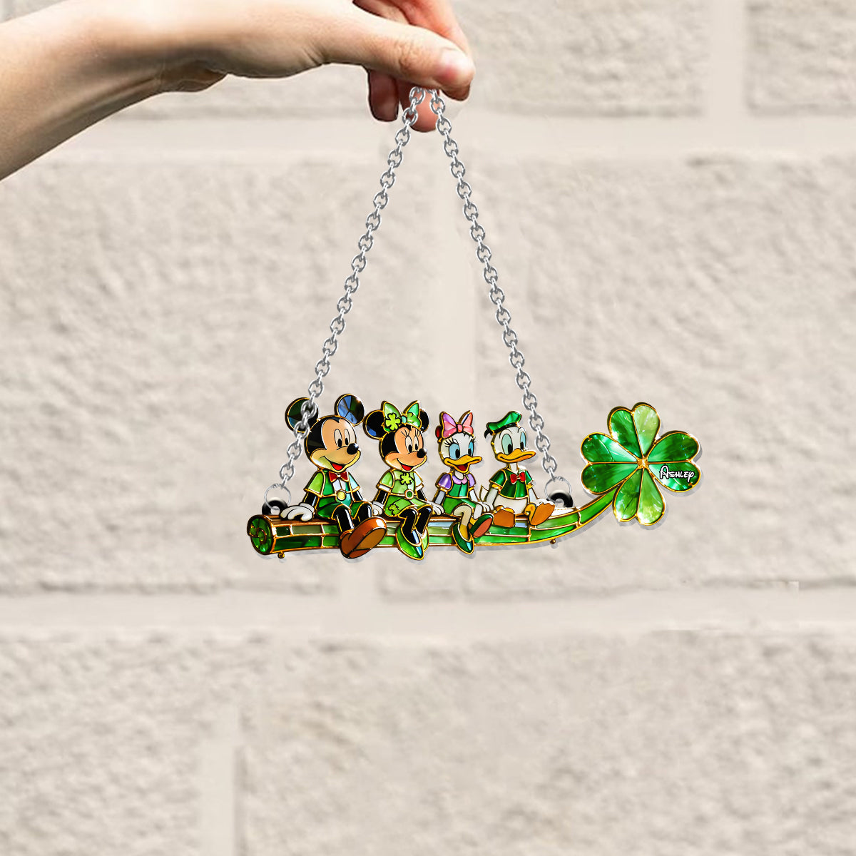 Lucky Friends - Personalized Mouse Window Hanging Suncatcher Ornament