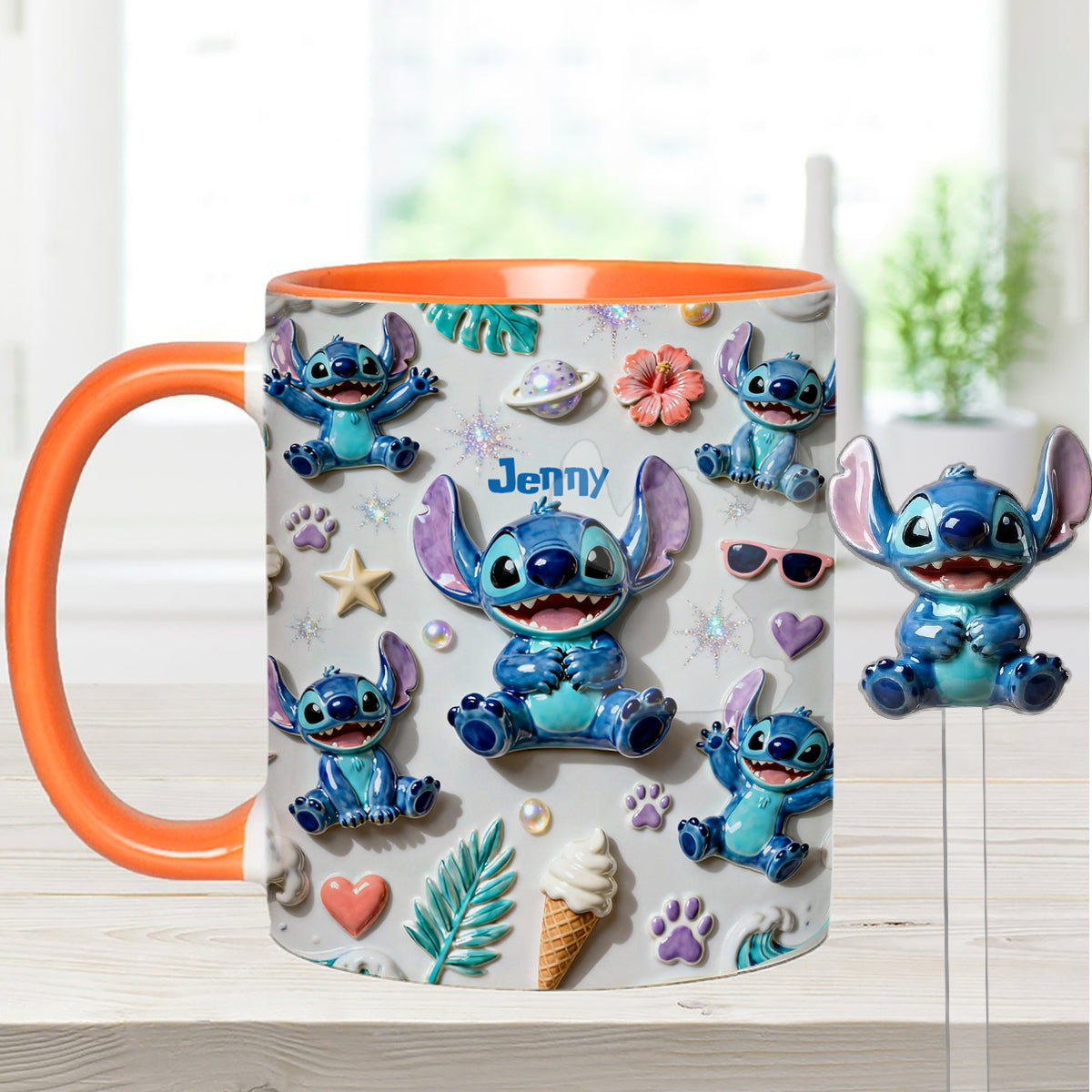 Ohana Means Family - Personalized Ohana Set Accent Mug with Acrylic Stirrers