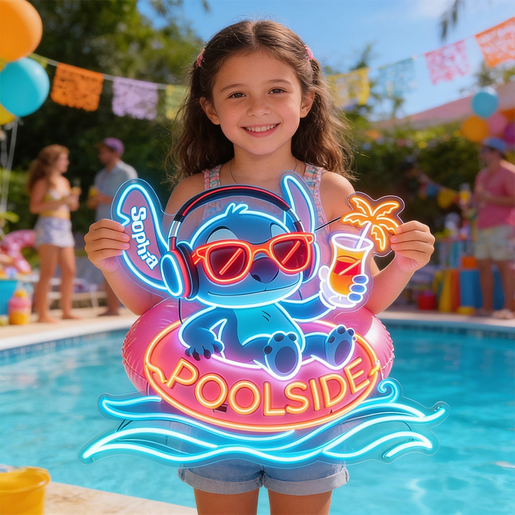 Blue Monster Summer Poolside Sign - Personalized Ohana Neon LED Light Sign