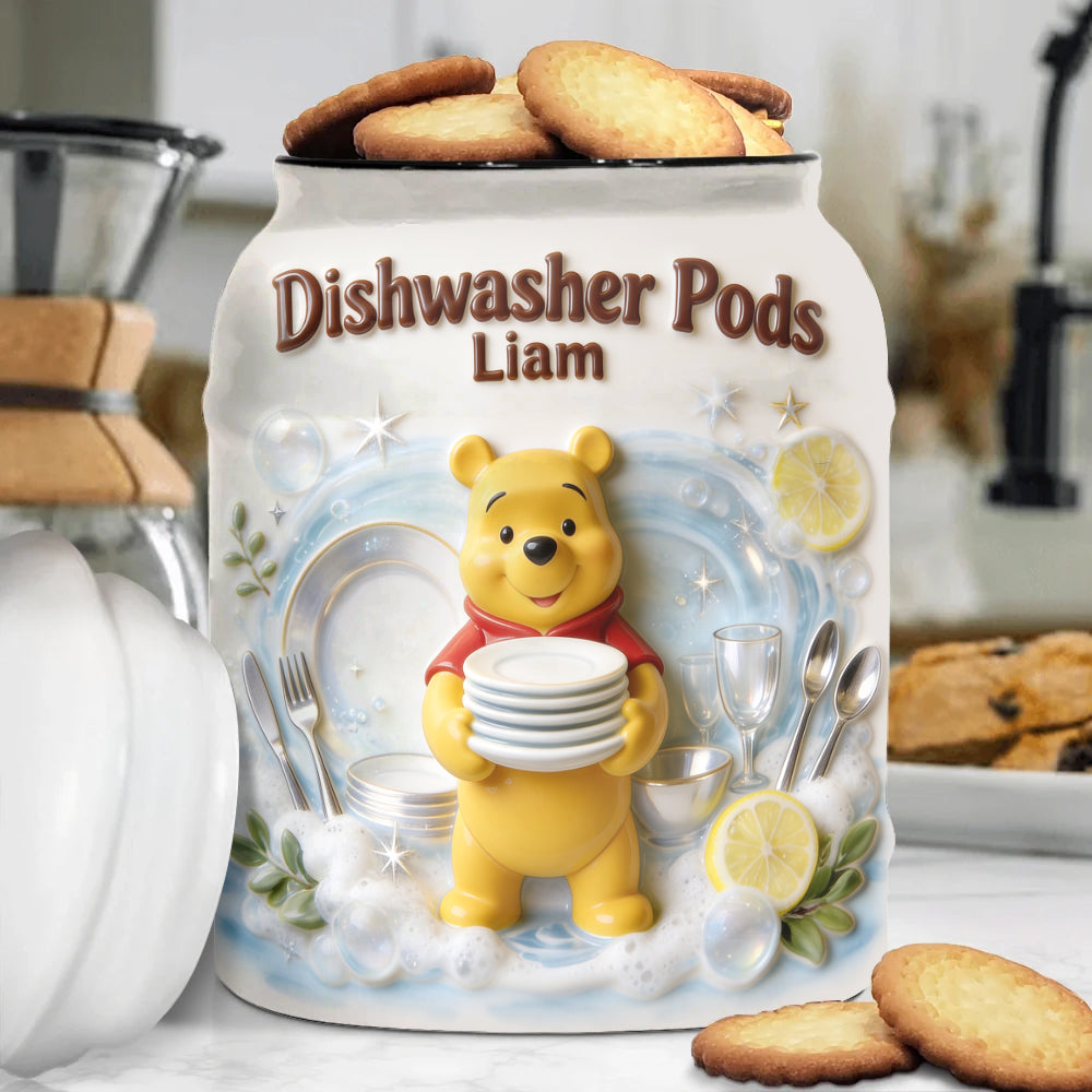 Dishwasher Pods - Personalized Yellow Bear Dishwasher Pod Container