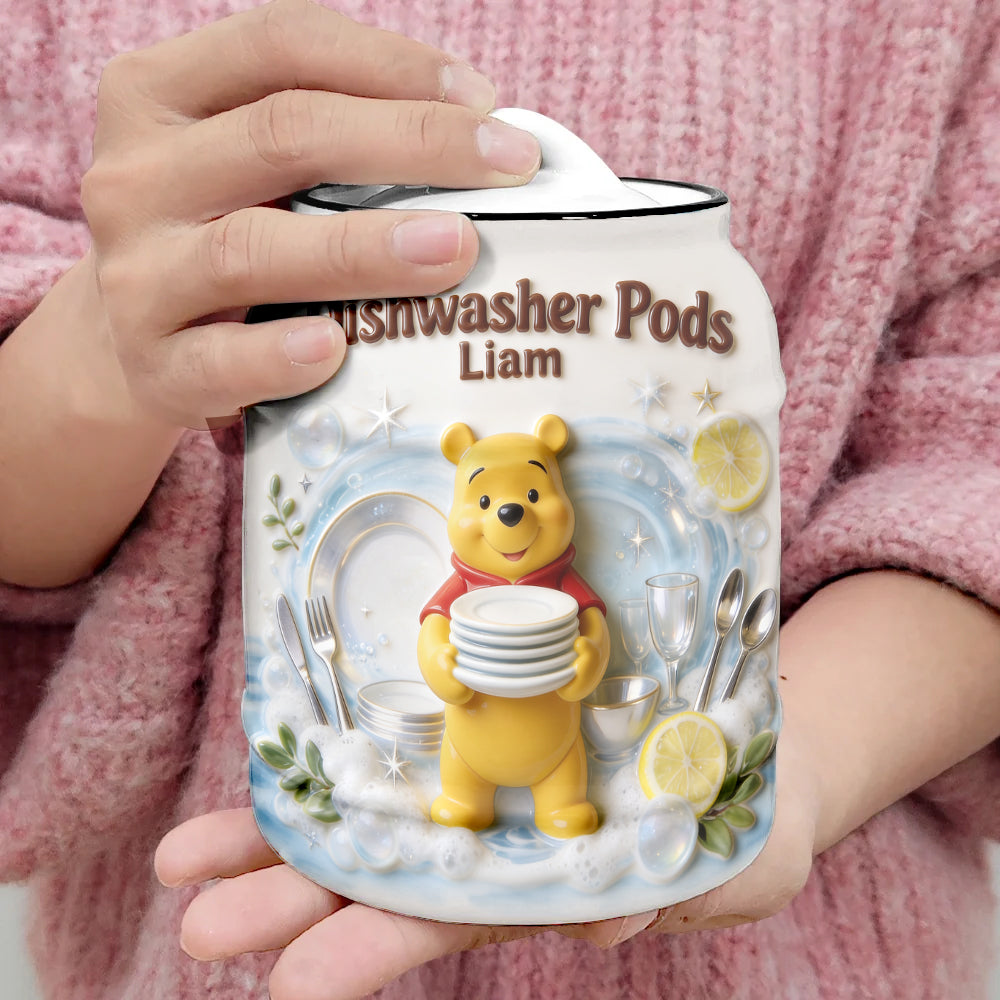 Dishwasher Pods - Personalized Yellow Bear Dishwasher Pod Container