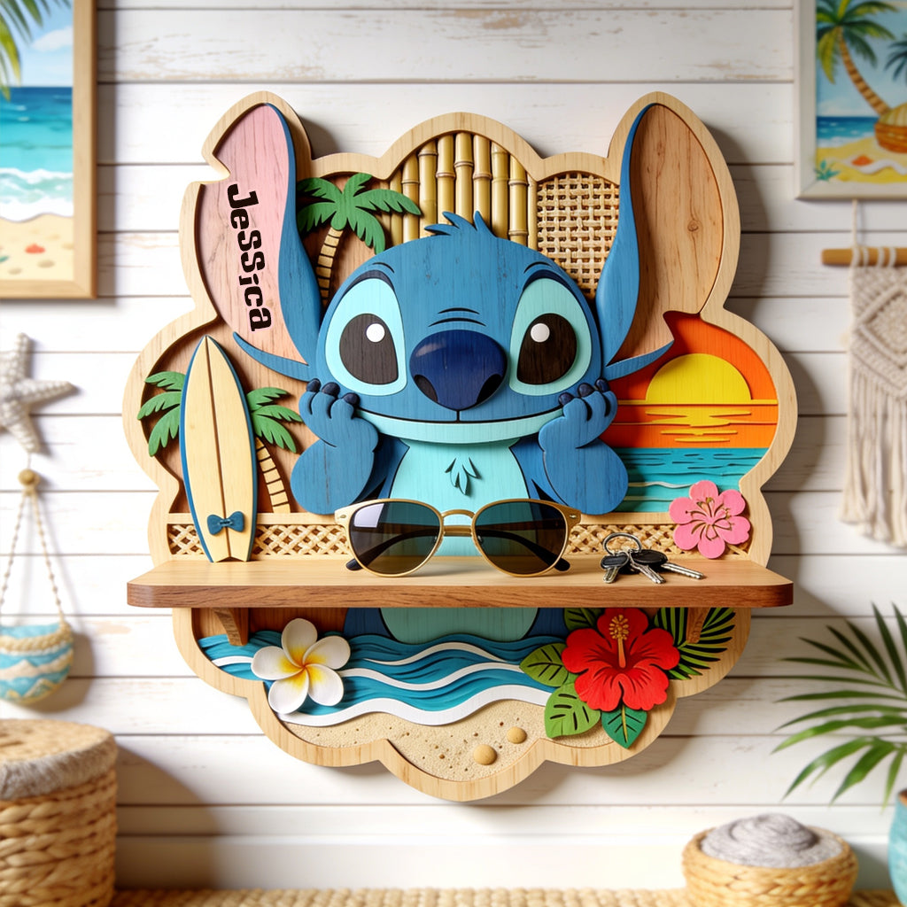 Ohana Means Family - Personalized Ohana Wooden Floating Shelf
