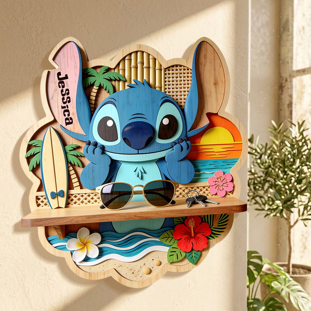 Ohana Means Family - Personalized Ohana Wooden Floating Shelf