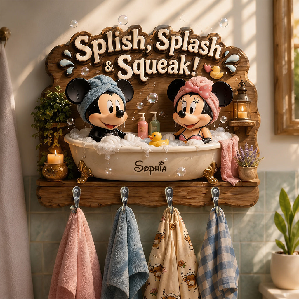 Cartoon Mouse, Bathroom Towel Rack - Personalized Mouse Custom Shaped Hanging Rack