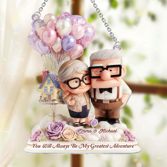 You Will Always Be My Greatest Adventure - Personalized Mouse Window Hanging Suncatcher Ornament