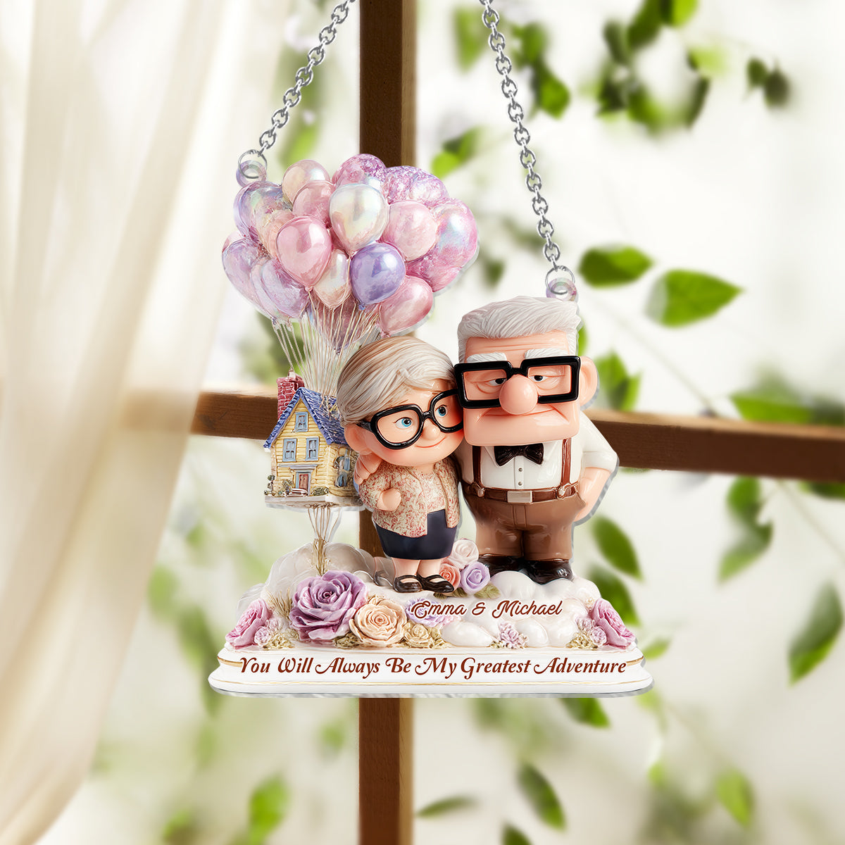 You Will Always Be My Greatest Adventure - Personalized Mouse Window Hanging Suncatcher Ornament