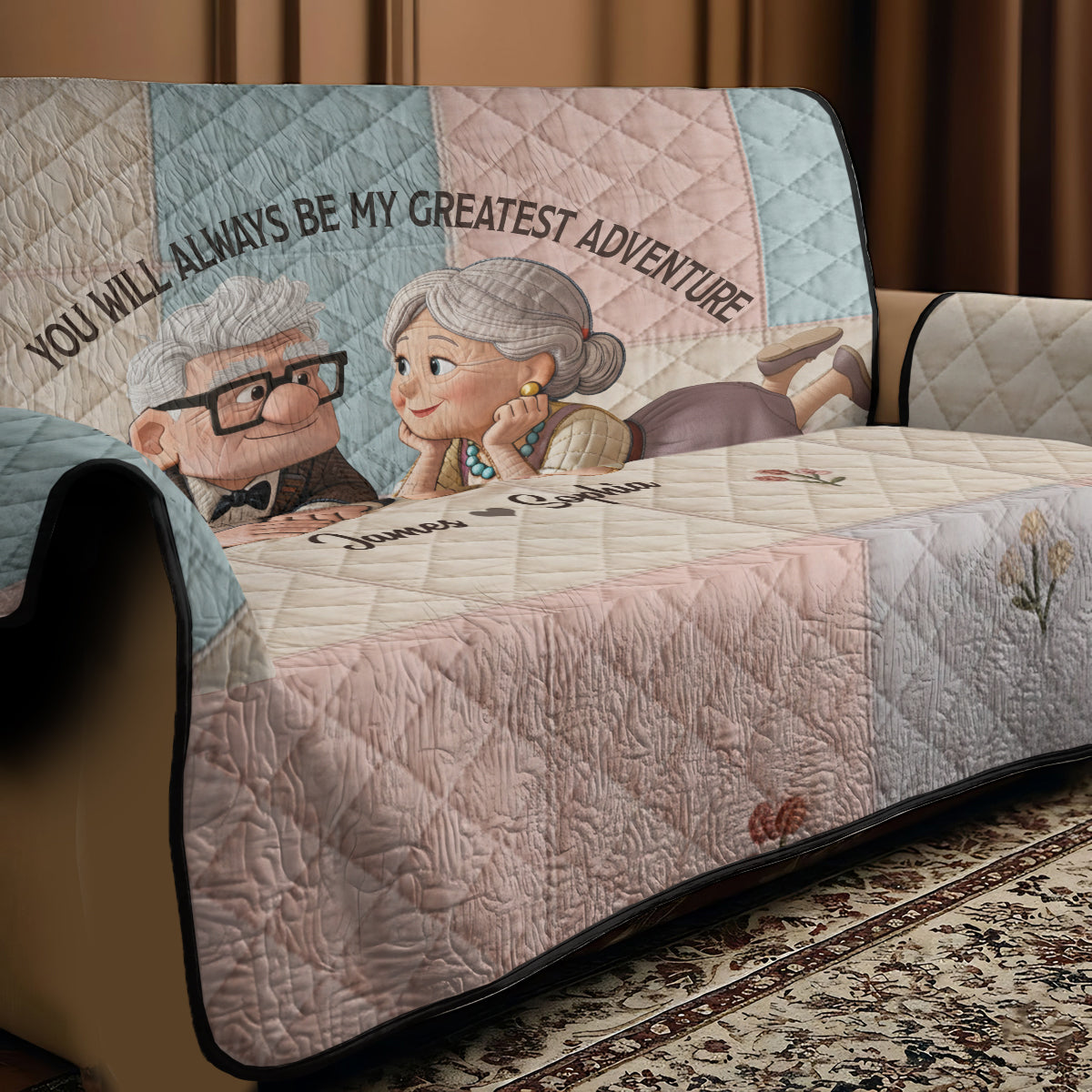 You Are My Greatest Adventure - Personalized Couple Quilted Sofa/Couch Cover