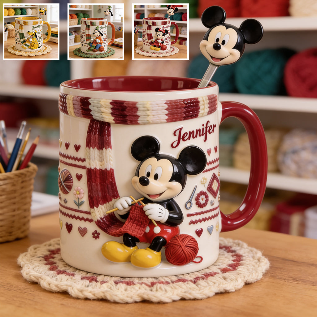 SHH I'm Crocheting - Personalized Mouse Set Accent Mug with Acrylic Stirrers