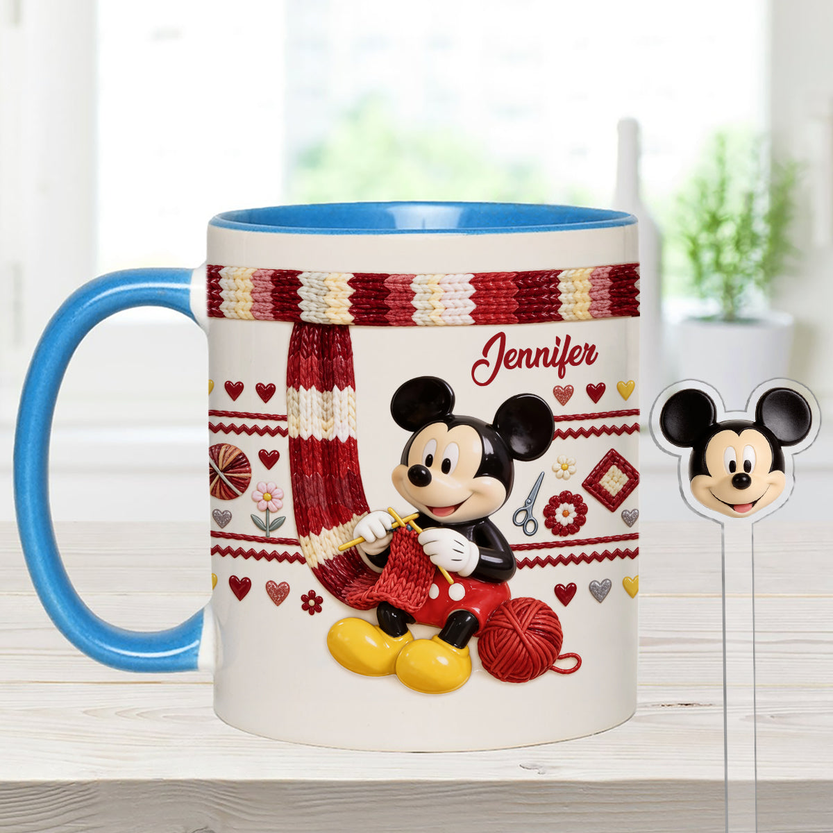SHH I'm Crocheting - Personalized Mouse Set Accent Mug with Acrylic Stirrers