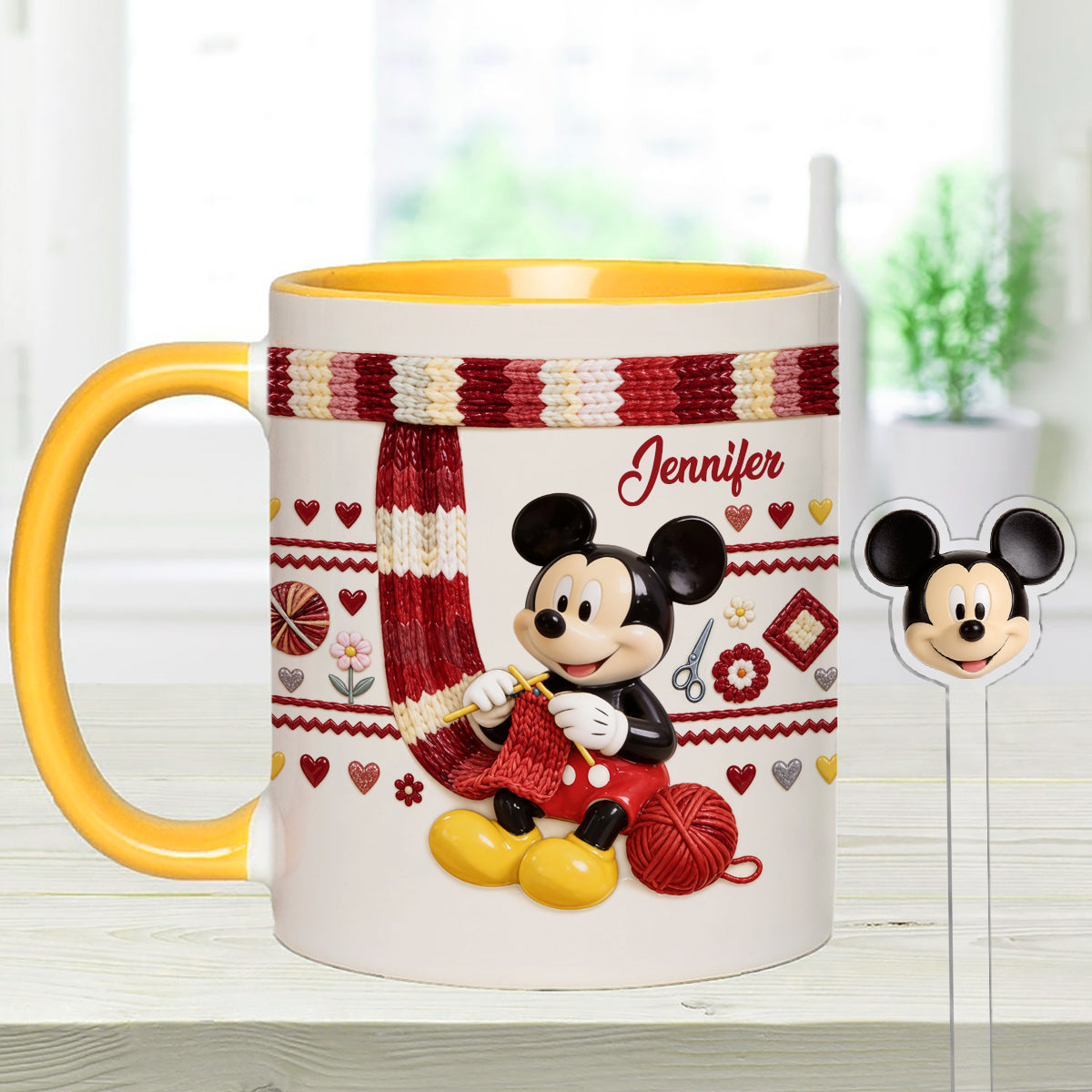 SHH I'm Crocheting - Personalized Mouse Set Accent Mug with Acrylic Stirrers