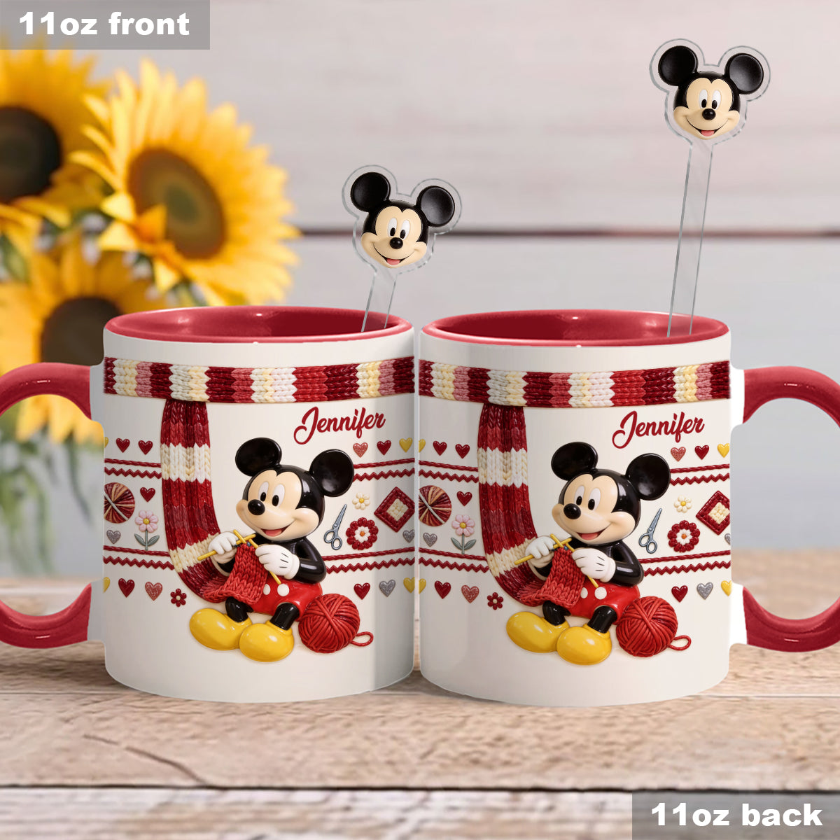 SHH I'm Crocheting - Personalized Mouse Set Accent Mug with Acrylic Stirrers