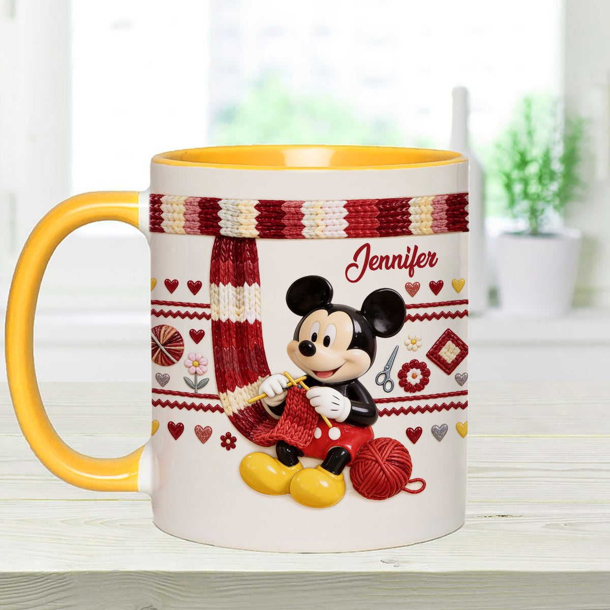 SHH I'm Crocheting - Personalized Mouse Set Accent Mug with Acrylic Stirrers