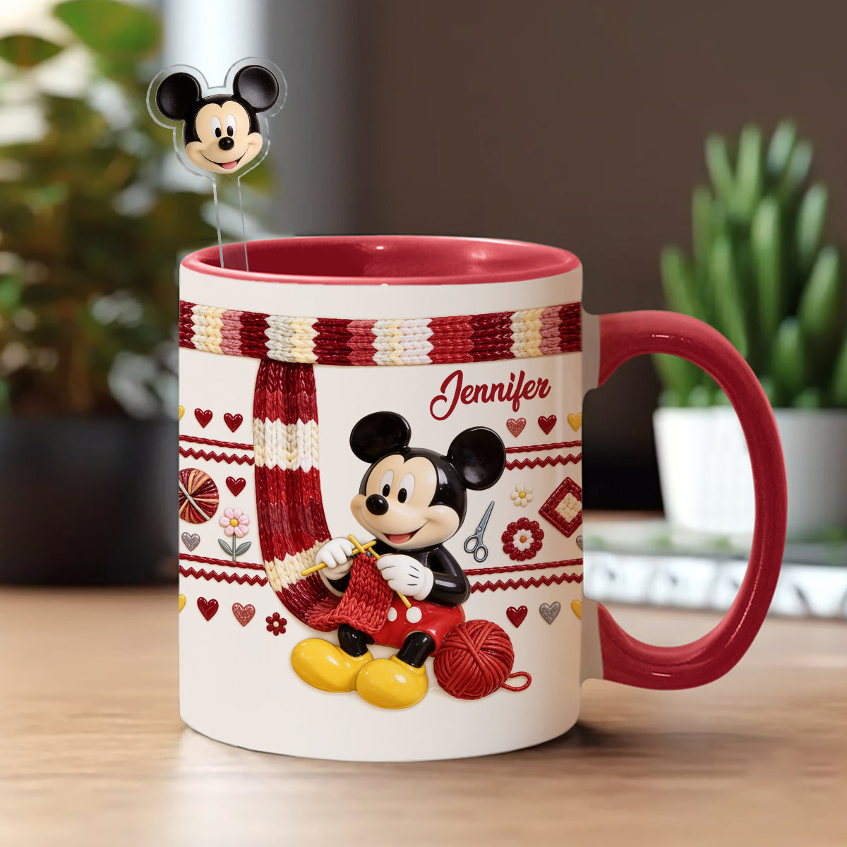 SHH I'm Crocheting - Personalized Mouse Set Accent Mug with Acrylic Stirrers