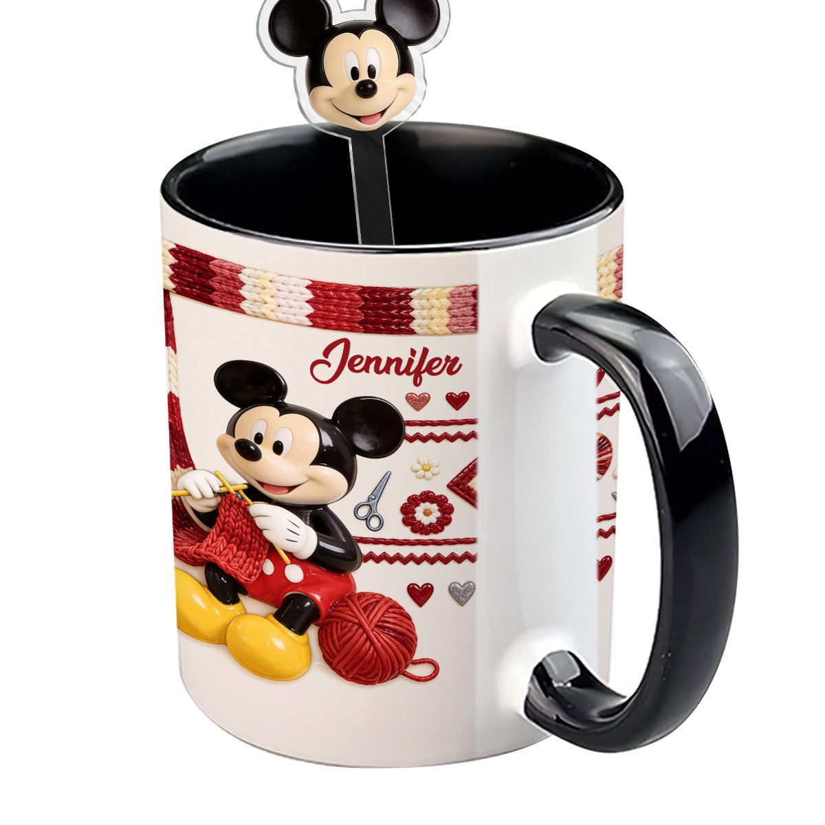 SHH I'm Crocheting - Personalized Mouse Set Accent Mug with Acrylic Stirrers