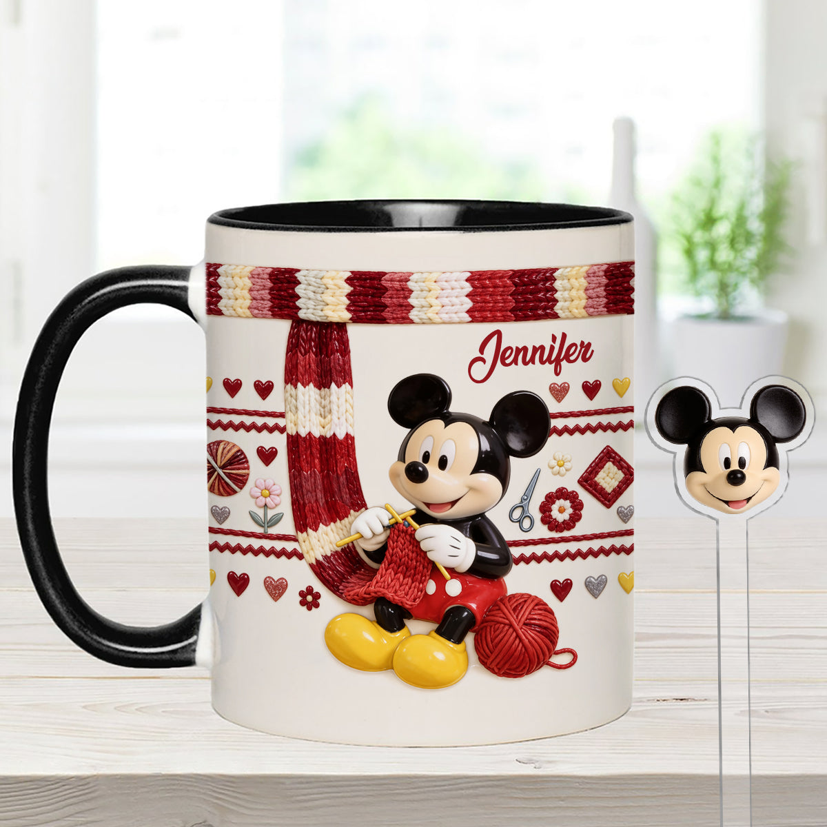 SHH I'm Crocheting - Personalized Mouse Set Accent Mug with Acrylic Stirrers