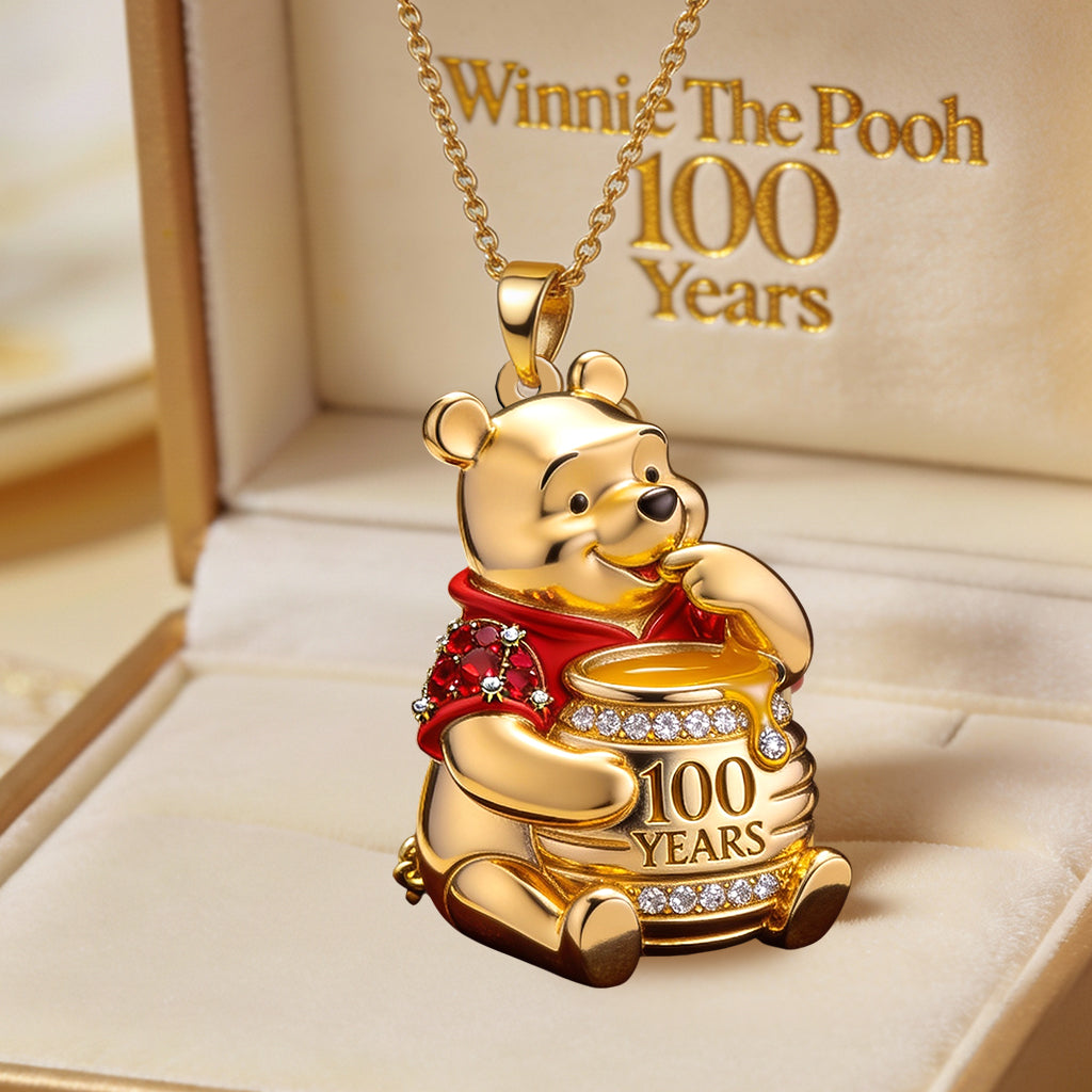 100th Anniversary - Personalized Yellow Bear Shaped Metal Pendant Necklace