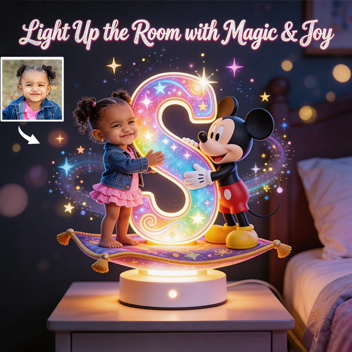 Cartoon Magical Mouse - Personalized Mouse Acrylic LED Night Light