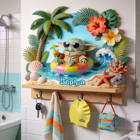 Salty Lil' Beach - Personalized The Force Custom Shaped Hanging Rack