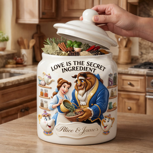 Love Is The Secret Ingredient - Personalized Beauty And The Beast Cookie Jar