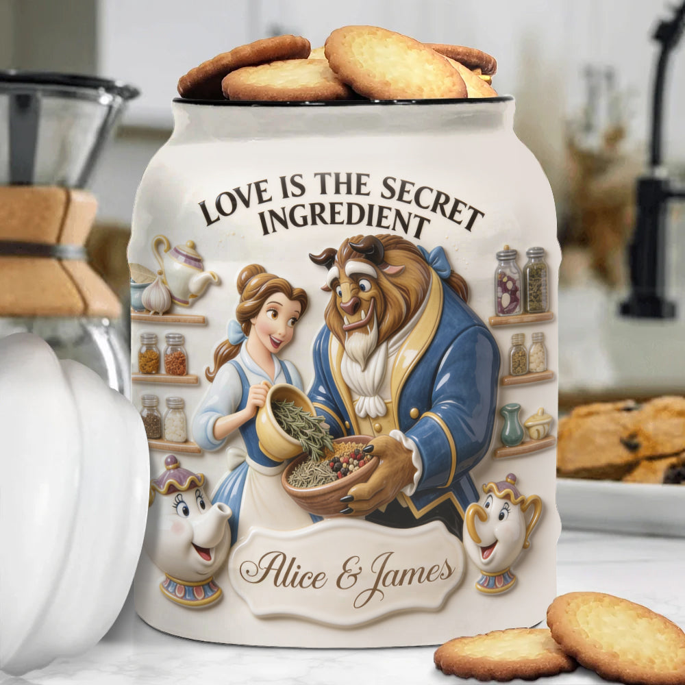 Love Is The Secret Ingredient - Personalized Beauty And The Beast Cookie Jar