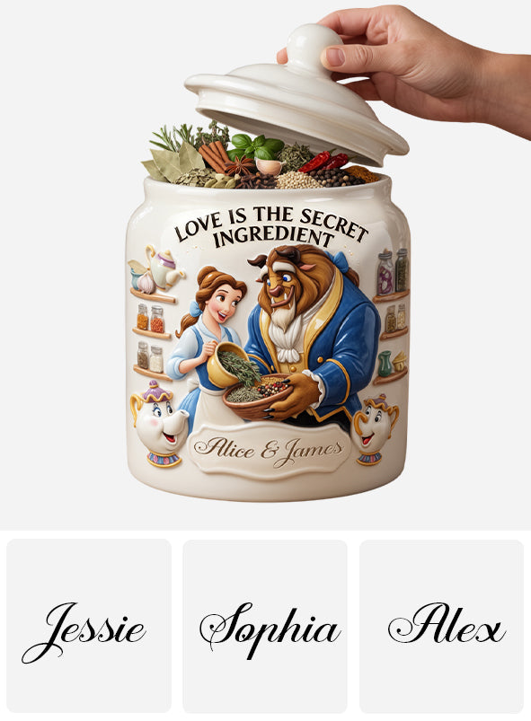 Love Is The Secret Ingredient - Personalized Beauty And The Beast Cookie Jar