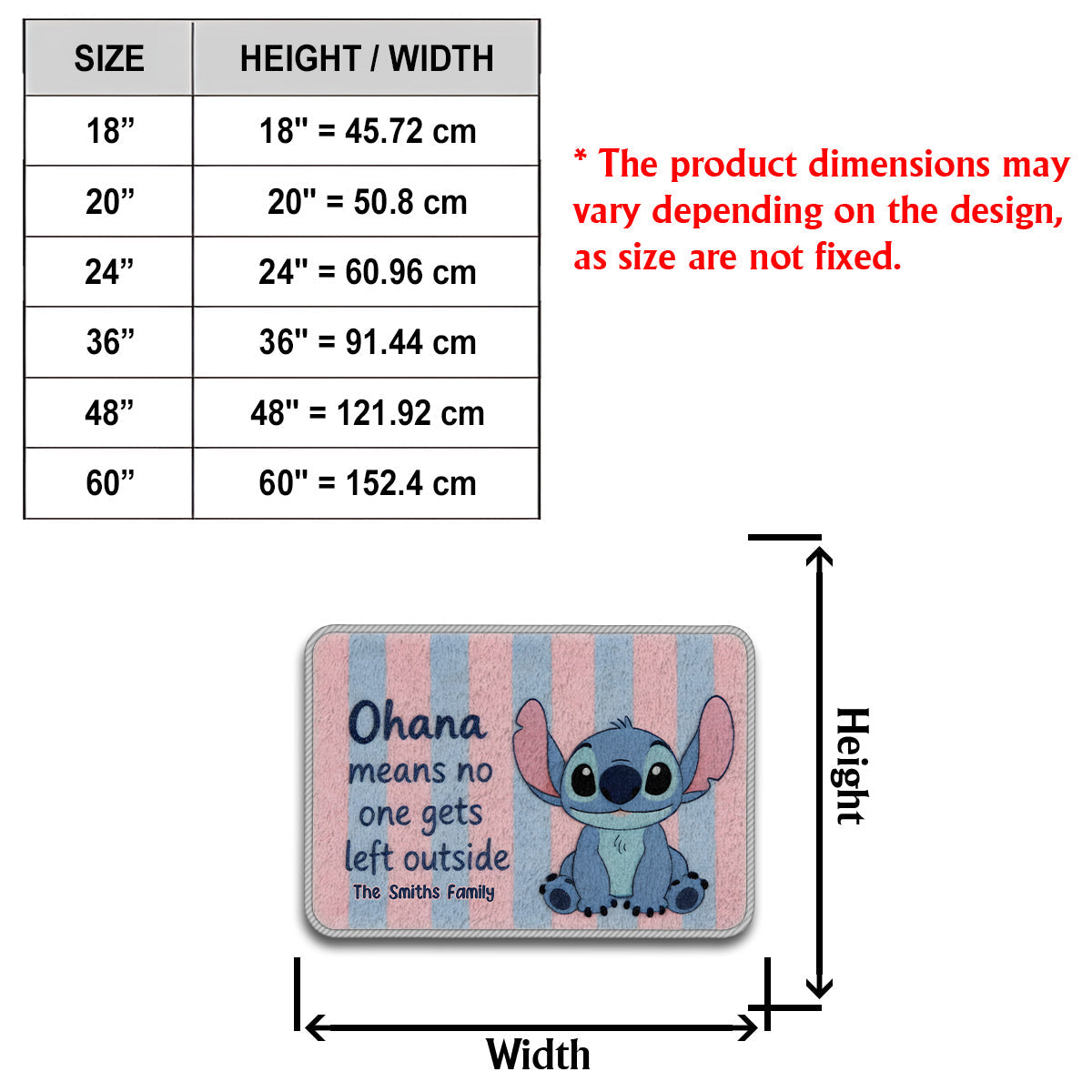 No One Gets Left Outside Pastel Pink Blue Stripes - Personalized Ohana Non-Slip Tufted Rug