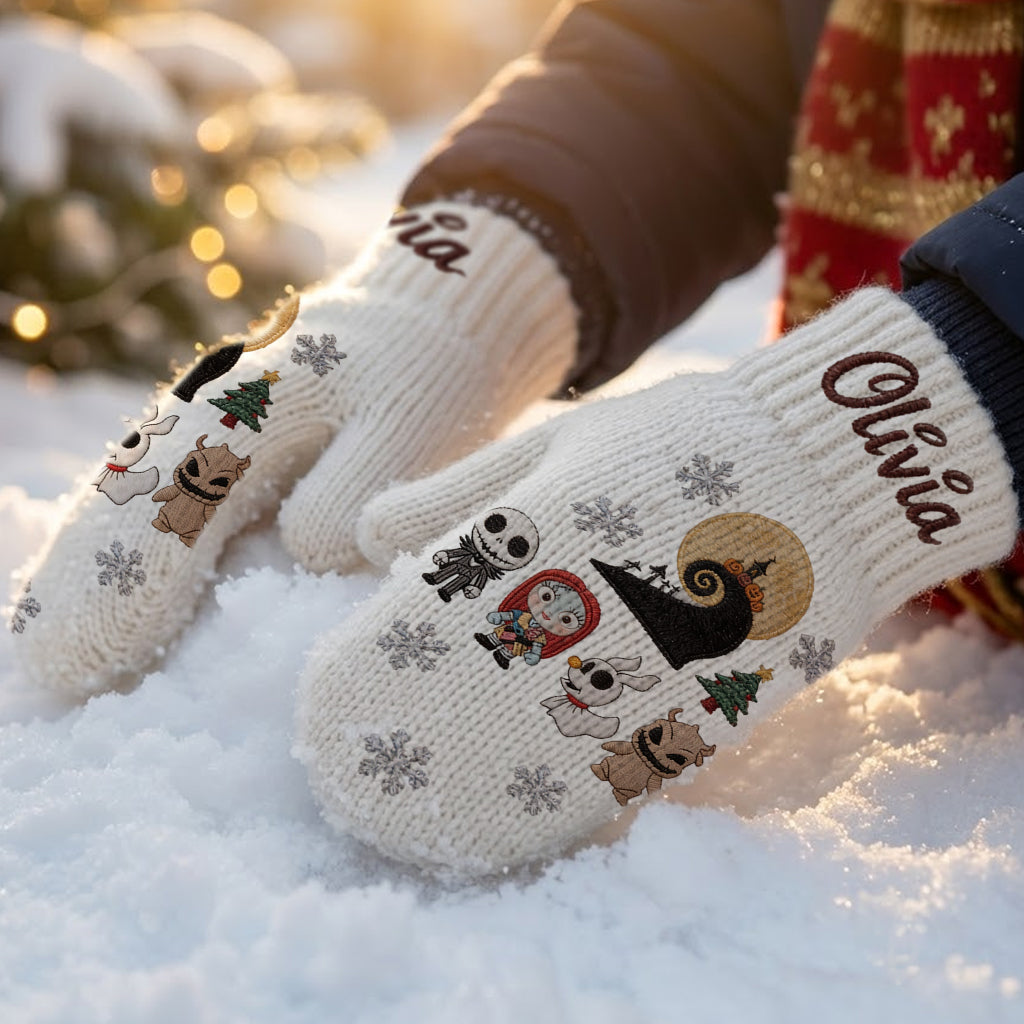 Merry Christmas - Personalized Nightmare Knitted Mittens
