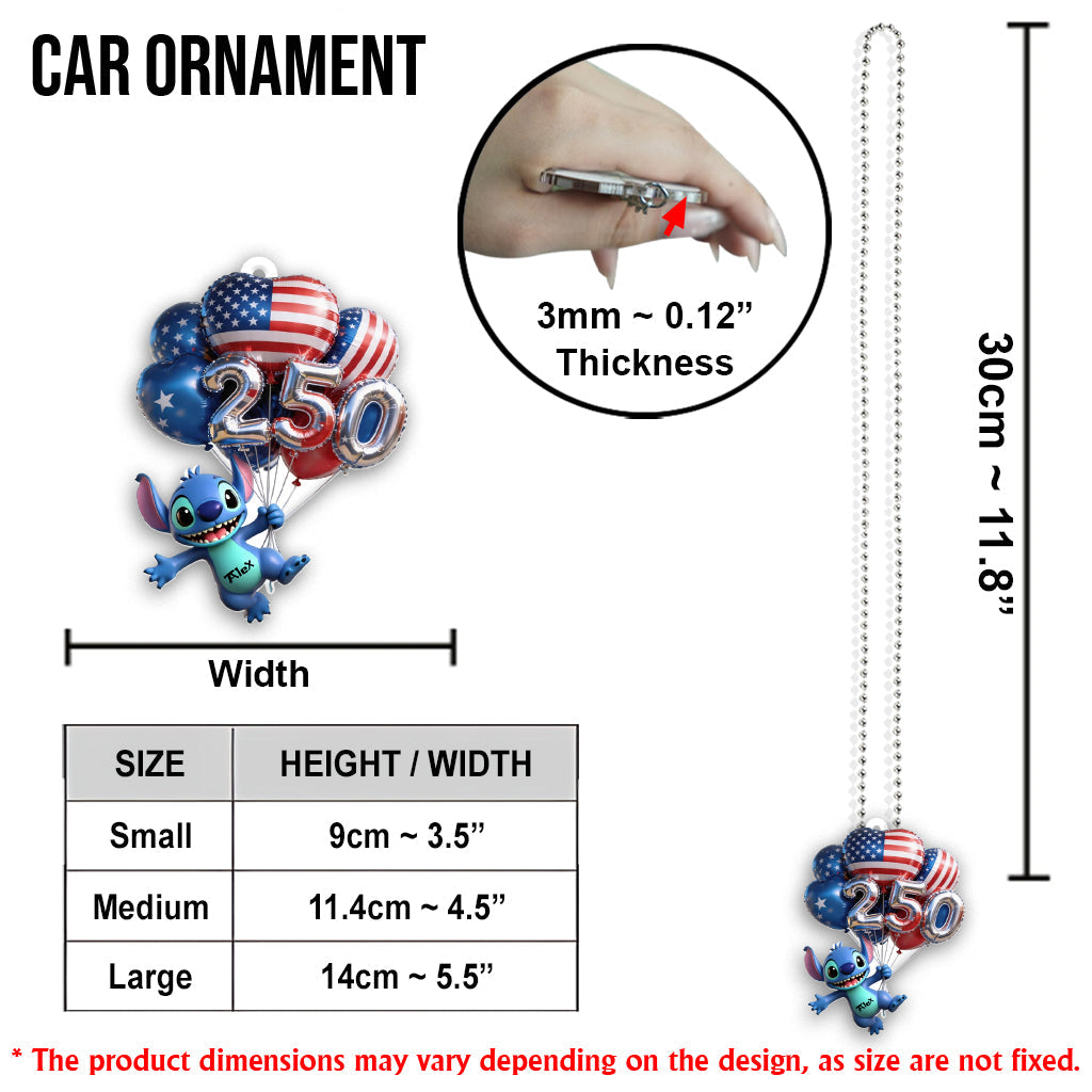 Hanging Balloons 250 - Personalized Ohana Transparent Car Ornament