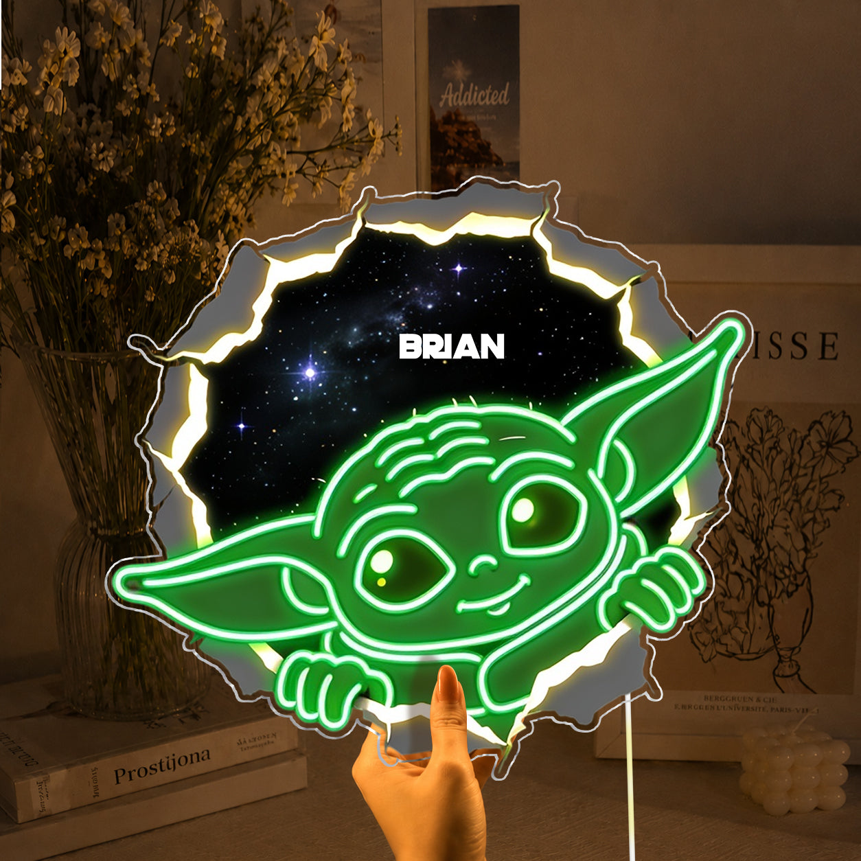Green Space Baby, Baby The Yoda - Personalized The Force Neon LED Light Sign