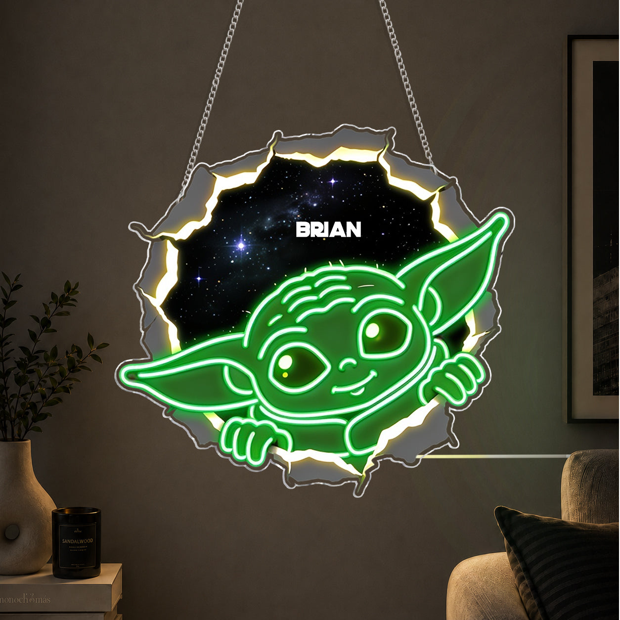Green Space Baby, Baby The Yoda - Personalized The Force Neon LED Light Sign