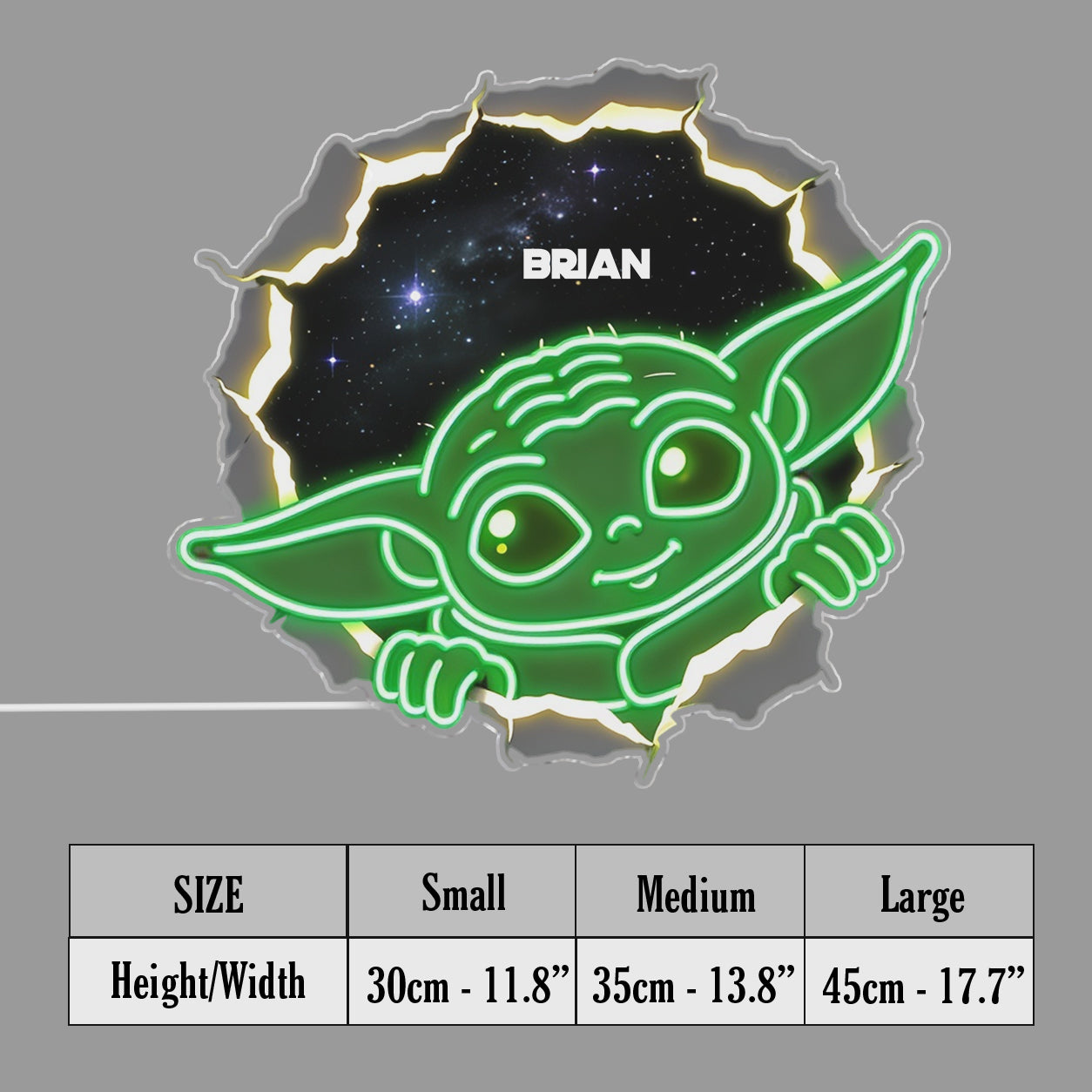 Green Space Baby, Baby The Yoda - Personalized The Force Neon LED Light Sign