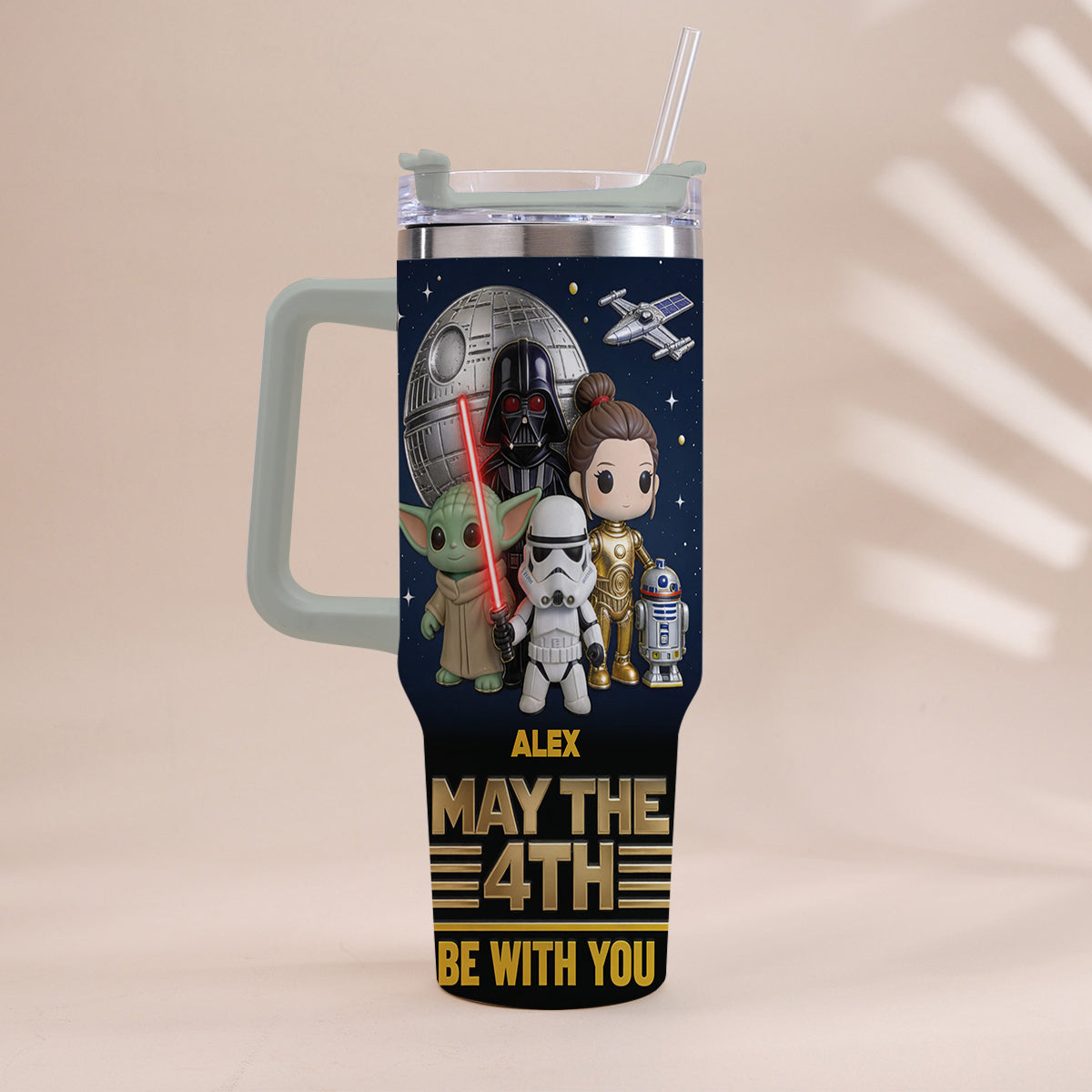 May The 4th Be With You - Personalized The Force Tumbler With Handle