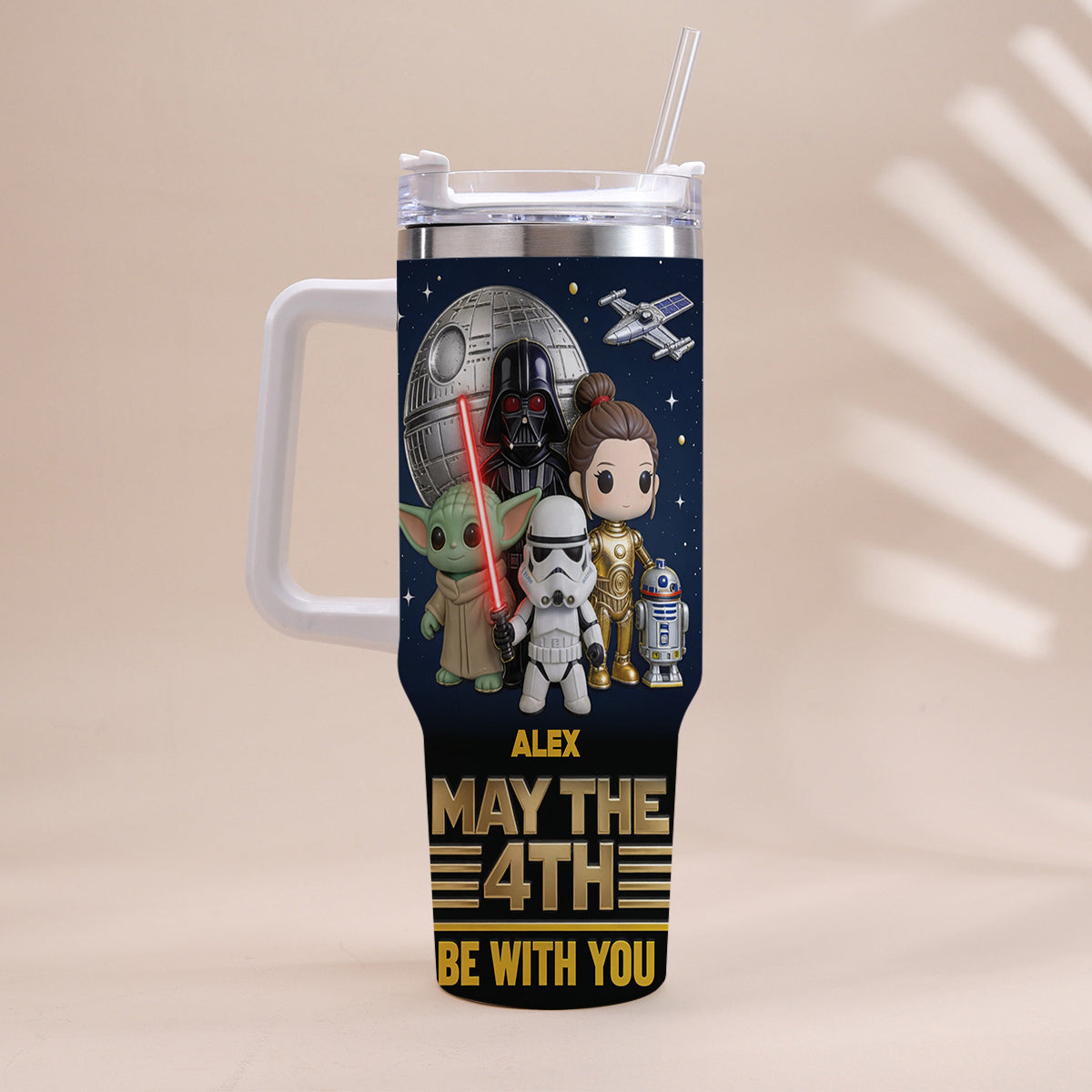 May The 4th Be With You - Personalized The Force Tumbler With Handle