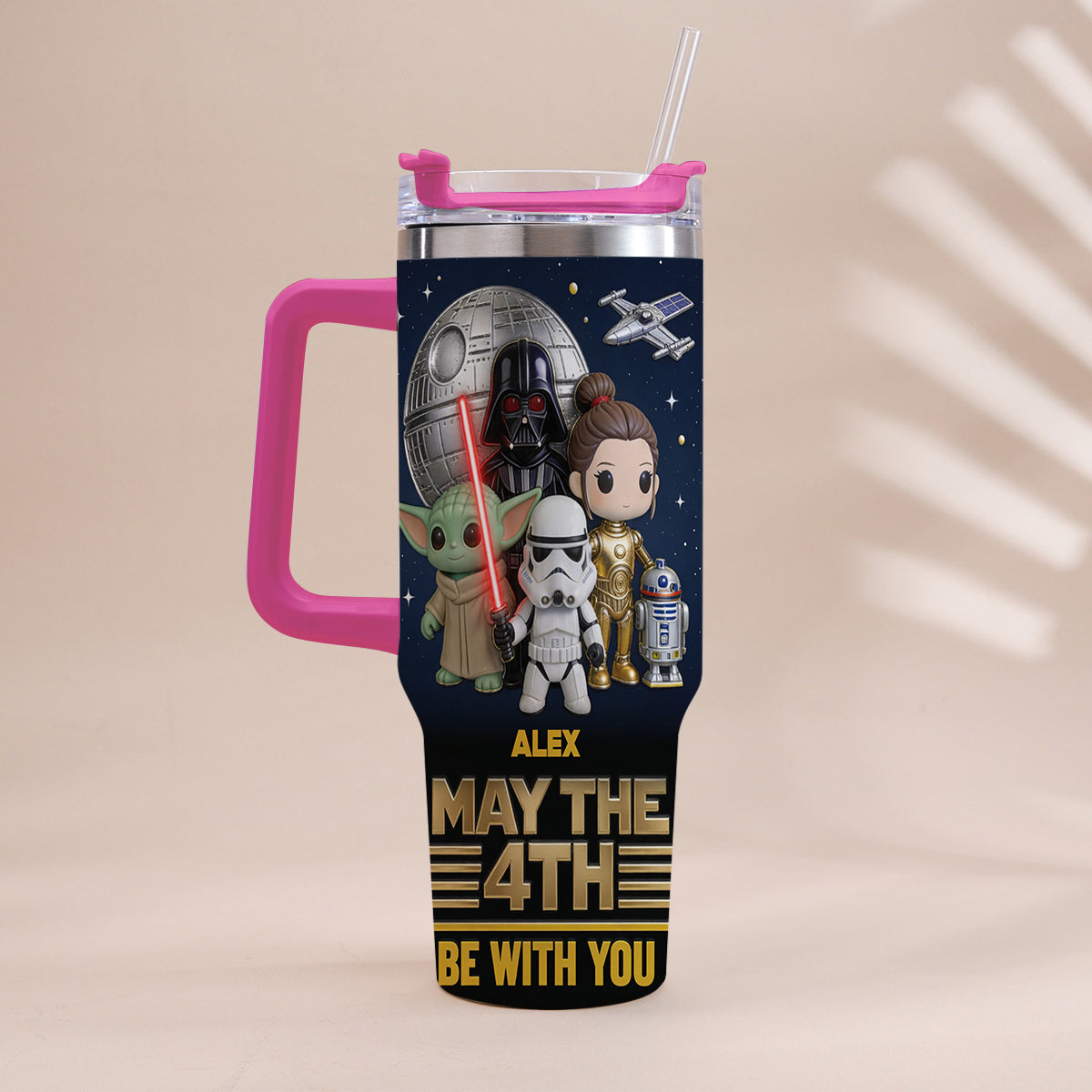 May The 4th Be With You - Personalized The Force Tumbler With Handle