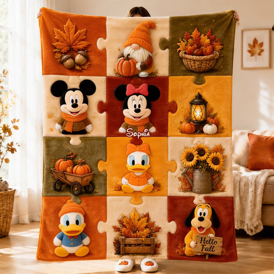 Autumn Vibes, Cartoon Mouse Fans Gift - Personalized Mouse Blanket